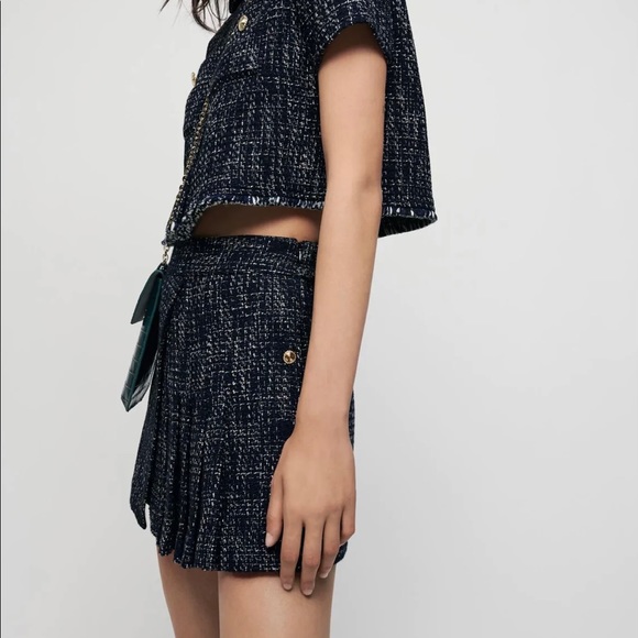 COPY - Maje Iole Tweed Trompe L'oeil Shorts - Picture 6 of 9